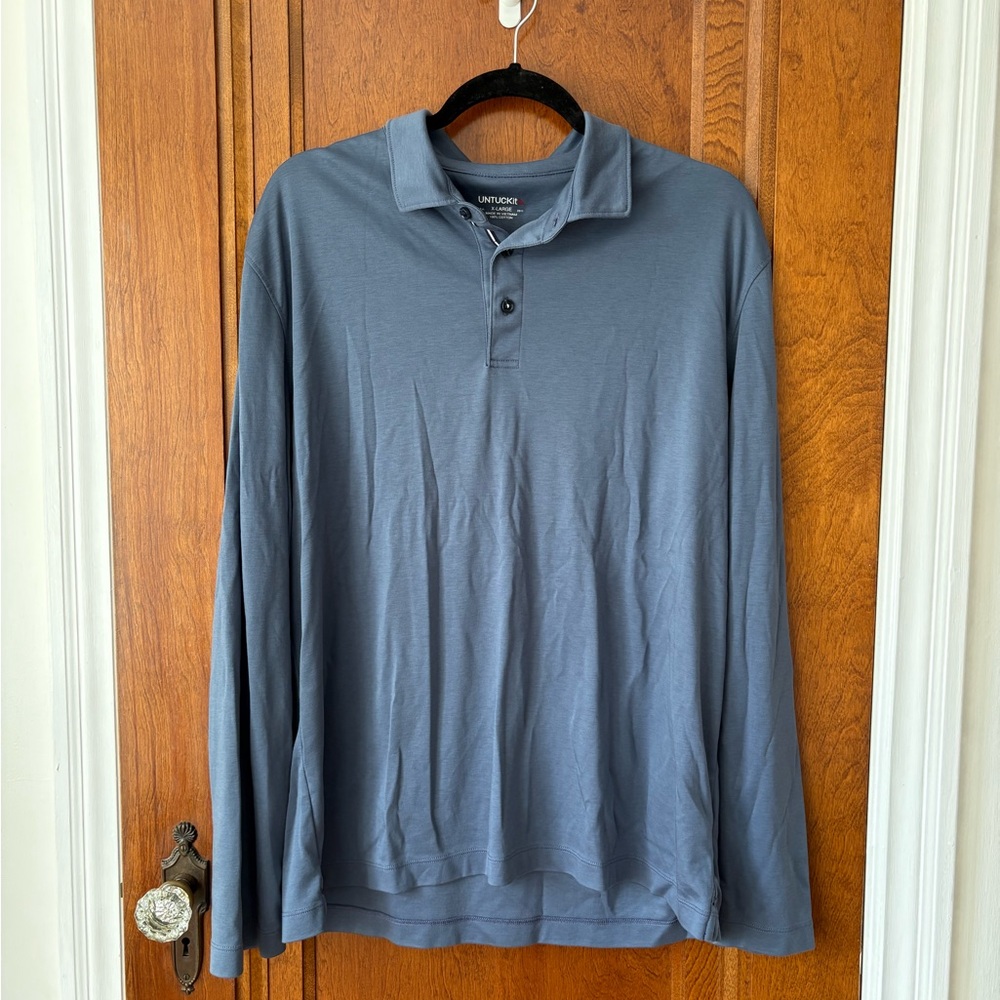 UNTUCKit Men’s Slate Blue Long-Sleeve Polo - XL